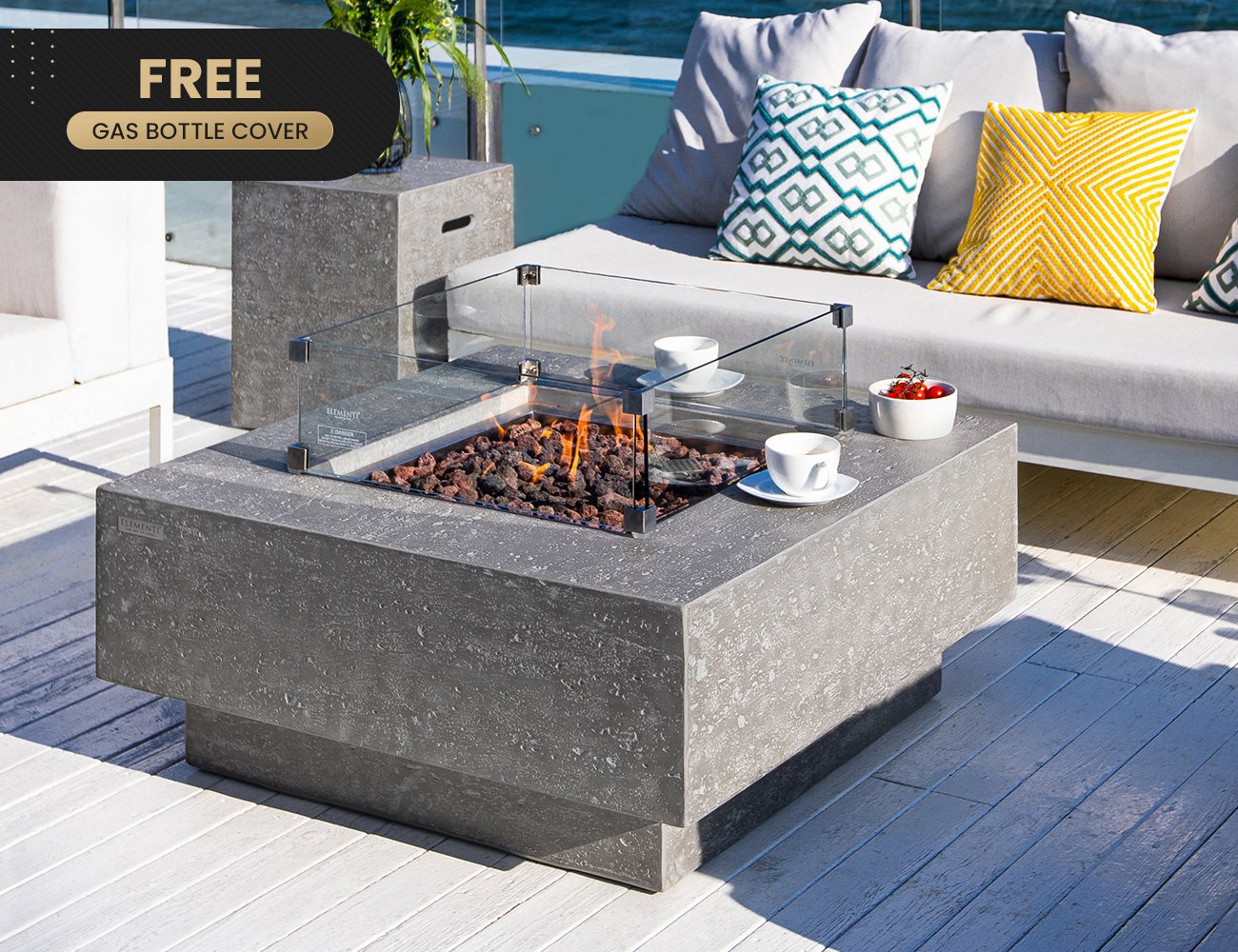 Manhattan Gas Fire Pit Table + Gas Bottle Cover