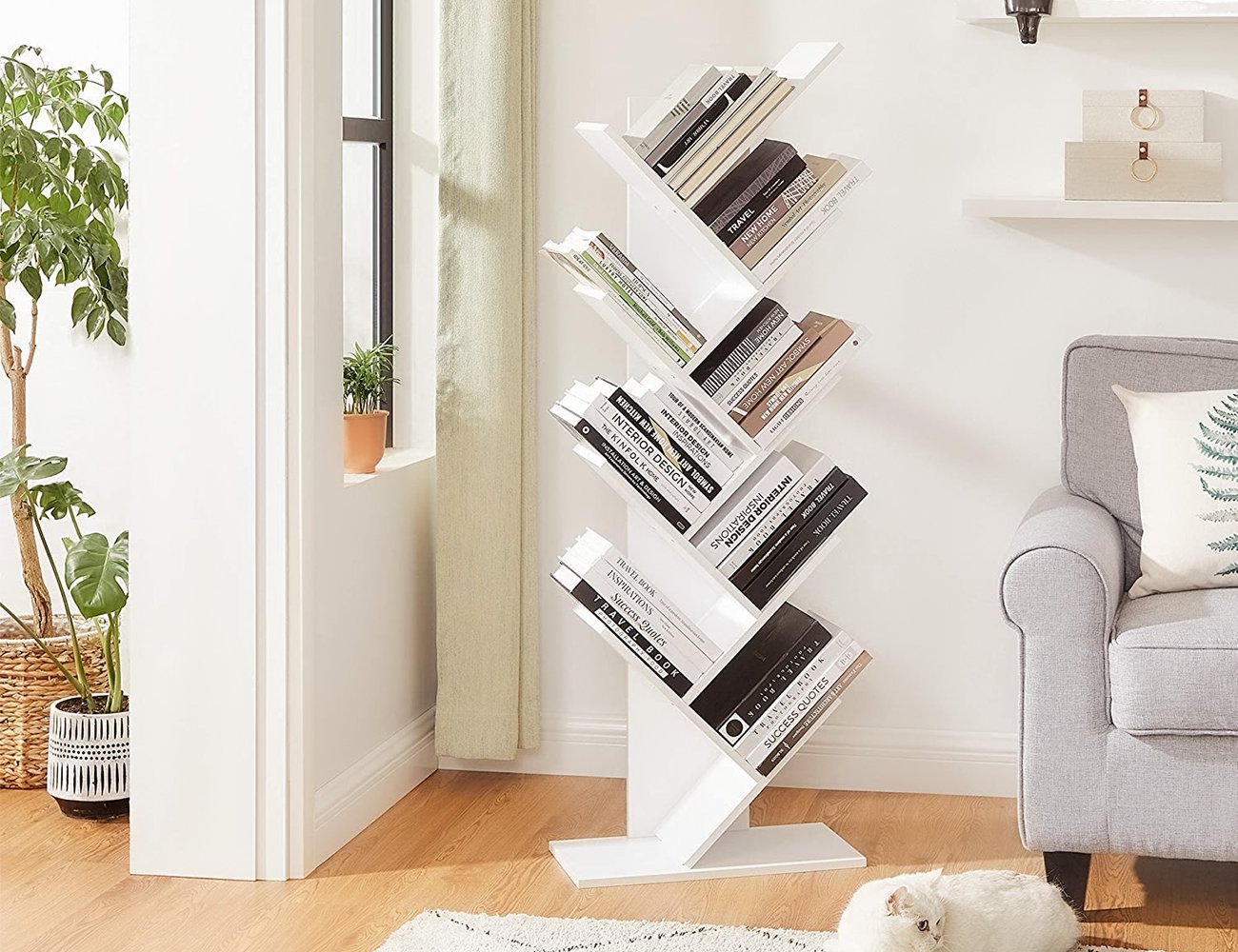 9-Tier Tree Bookshelf - White